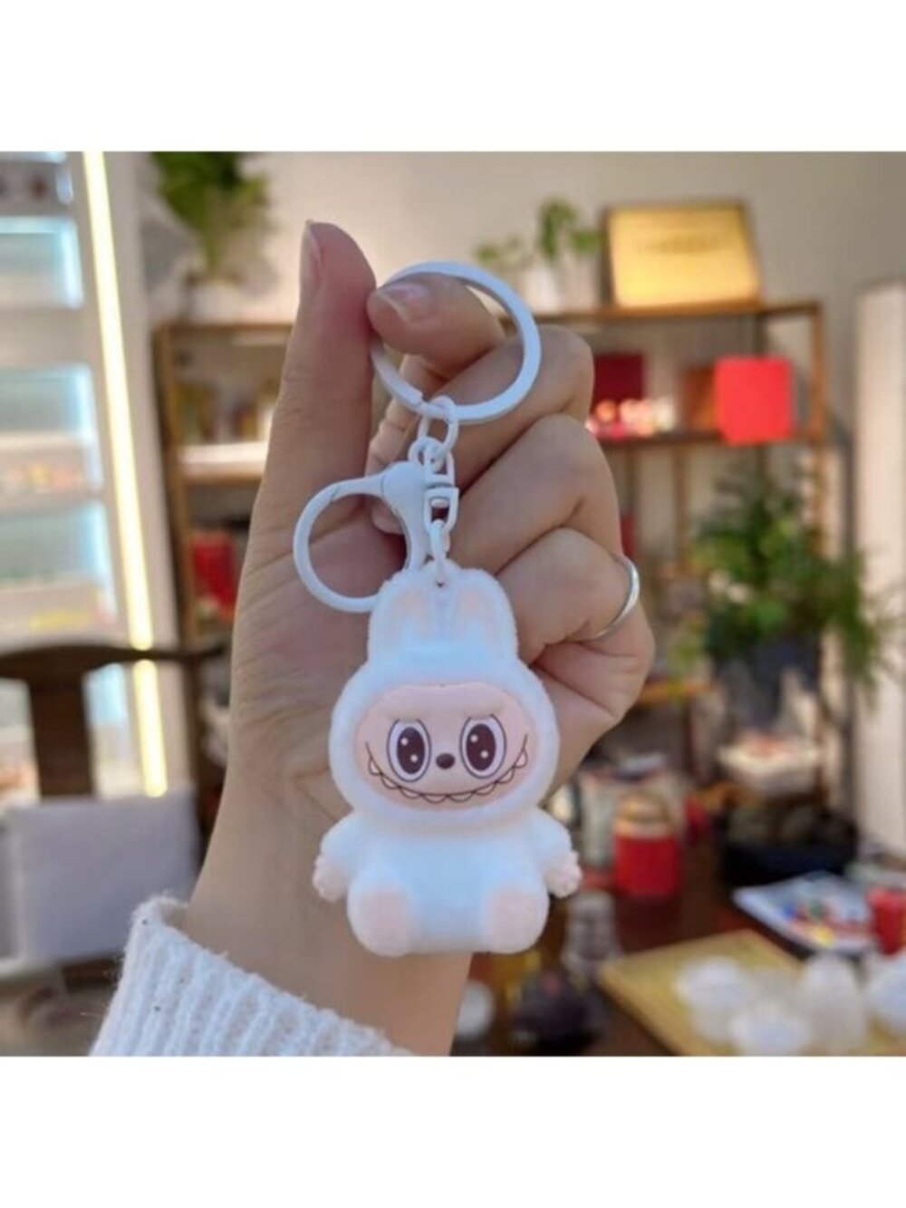 New Cute White Fabric Rabbit Keychain